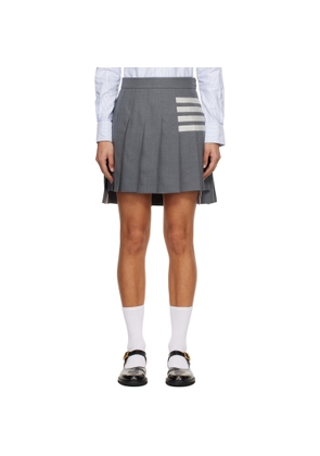 Thom Browne Gray Plain Weave 4-Bar Pleated Miniskirt