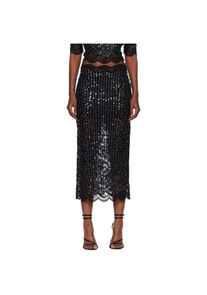 Rabanne Black Sequinned Midi Skirt