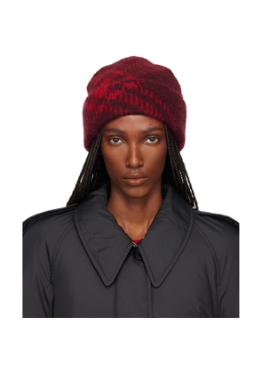 Burberry Burgundy Check Mohair Wool-Blend Beanie