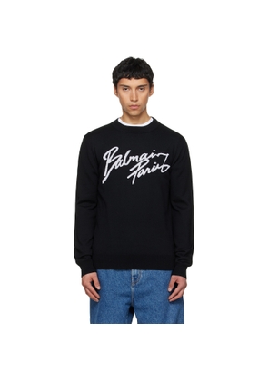 BALMAIN Black Merino Wool Sweater
