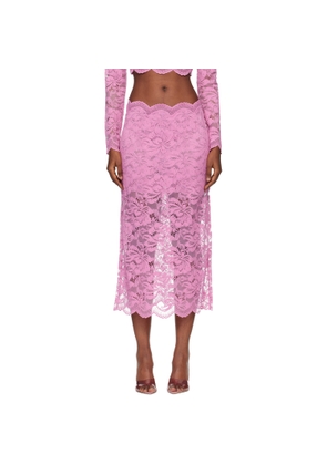 Rabanne Pink Lace Midi Skirt