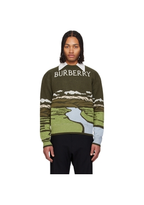 Burberry Green Landscape Wool Blend Sweater