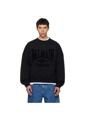 BALMAIN Black Printed Cotton Sweatshirt