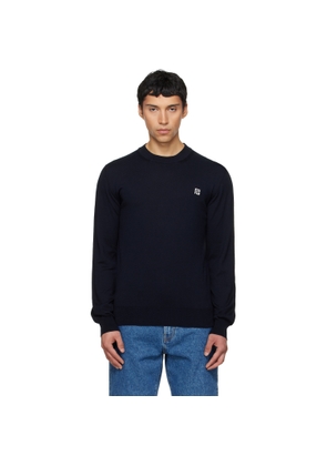 BALMAIN Navy Fine Silk & Cotton Sweater