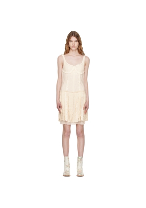 OPEN YY Off-White Flapper Pleats Midi Dress