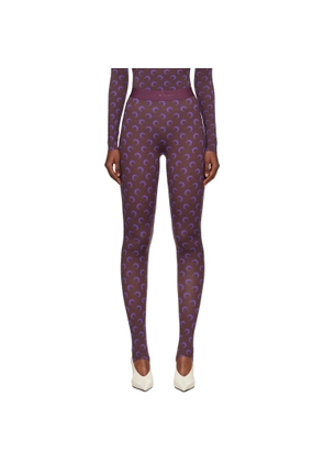 Marine Serre Brown & Purple Recycled Moon Jersey Stirrup Leggings