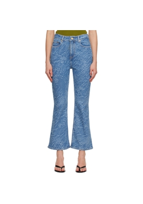 GANNI Blue Straight 3D Laser Betzy Cropped Jeans