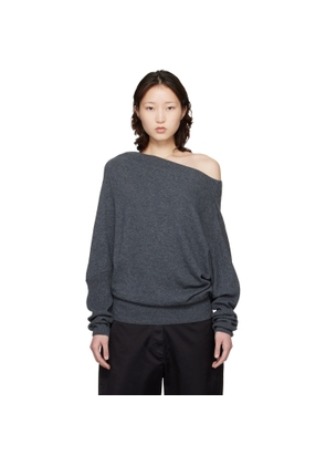 Cordera Gray Merino Wool Off-Shoulder Sweater