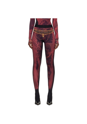 Marine Serre Red & Black Wet Nuisette Printed Jersey Leggings