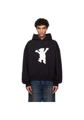 We11done Black New Teddy Logo Hoodie