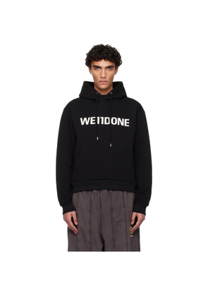We11done Black Basic Logo Fitted Hoodie