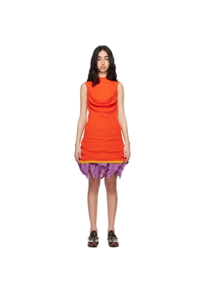 Kiko Kostadinov Orange Vecto Knit Tunic Minidress