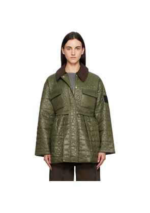 GANNI Green Quilt Midi Jacket