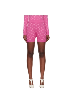 Marine Serre Pink Moon Jacquard Knit Shorts