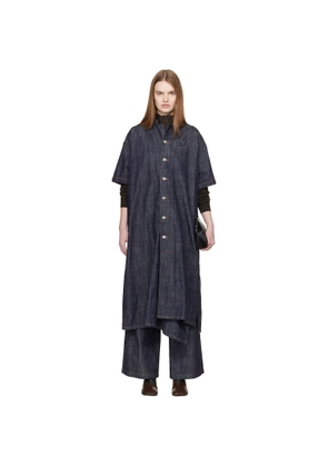Y's Blue Half Sleeve Box Denim Maxi Dress