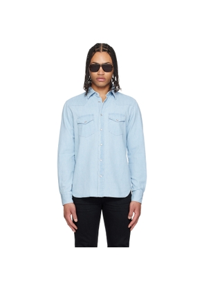 TOM FORD Blue Denim Chambray Western Shirt