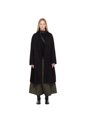 Y's Black Left Hanging Collar Coat