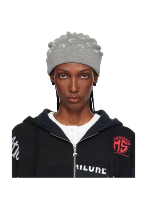 Marine Serre Gray Moon Jacquard Knit Beanie