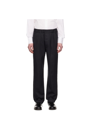 TOM FORD Black Herringbone Stripe Pleated Lounge Pants