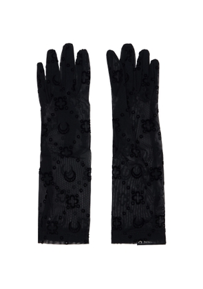 Marine Serre Black Moonogram Mesh Flock Short Gloves