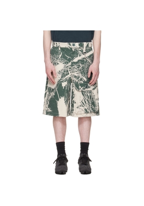 Reese Cooper Khaki & Off-White Duck Canvas Patch Pocket Cargo Shorts