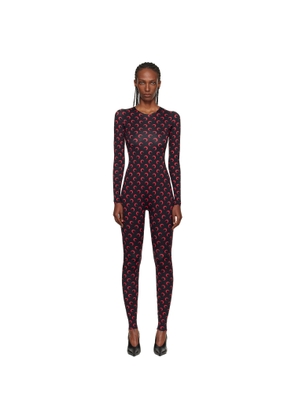 Marine Serre Black Moon Printed Jersey LS Jumpsuit