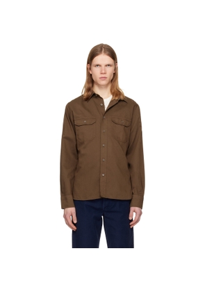 TOM FORD Brown Cotton Linen Drill Military Shirt