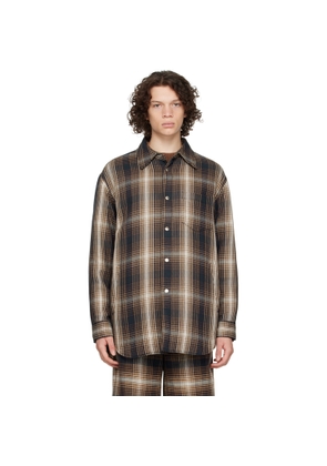 System Navy & Brown Padded Shirt