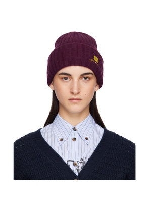 GANNI Burgundy Wool Knit Beanie
