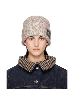 GANNI Beige Oversized Wool Rib Knit Beanie