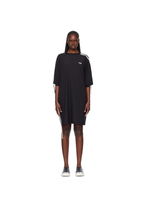 Y-3 Black Cinch 3 Stripes Oversized Tee Midi Dress