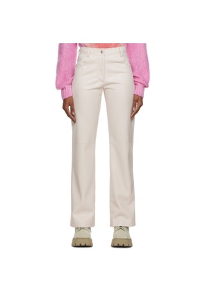 MSGM Beige Faux-Leather Trousers