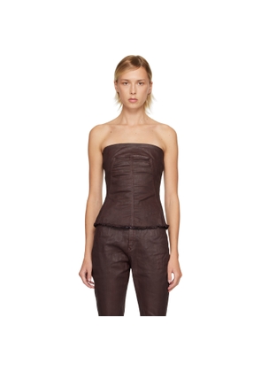 Rick Owens DRKSHDW Burgundy Concordians Bustier Denim Top