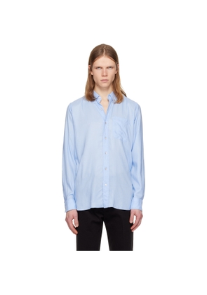 TOM FORD Blue Fluid Gabardine Slim Fit Shirt