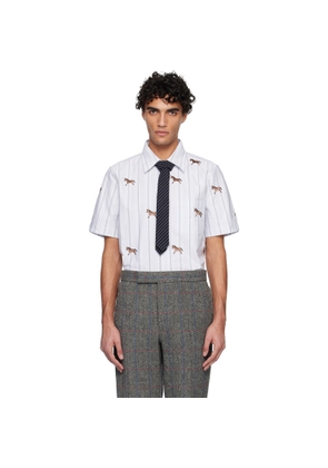 Thom Browne Blue Straight Fit Short Sleeve Horse Shirt