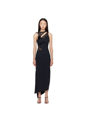 Coperni Black Lace Flower Midi Dress
