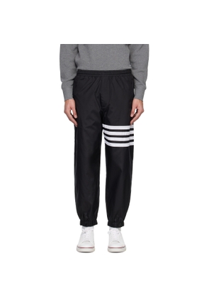 Thom Browne Black Shiny Ripstop 4-Bar Track Pants