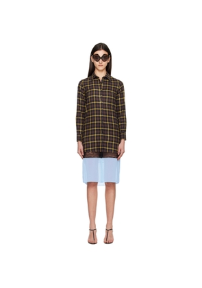 Coperni Brown & Blue Multi Layer Shirt Midi Dress