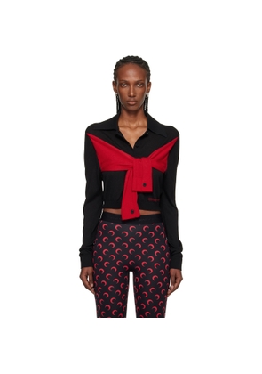 Marine Serre Black Hybrid Knit Wrapped Cardigan