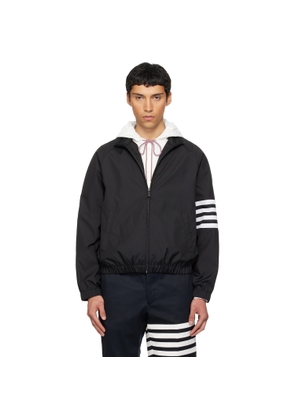 Thom Browne Black Shiny Ripstop Raglan 4-Bar Track Jacket