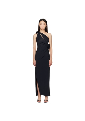 Coperni Black Asymmetric Flower Maxi Dress