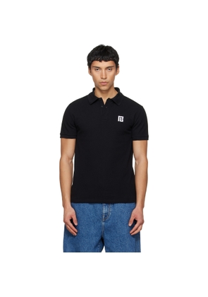 BALMAIN Black Embroidered Cotton Polo