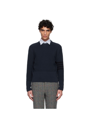 Thom Browne Navy Cotton Cardigan Stitch 4-Bar Sweater
