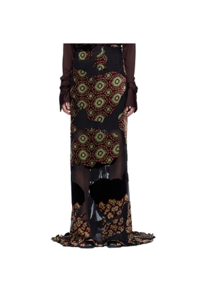 Dries Van Noten Black Layered Viscose Silk Maxi Skirt