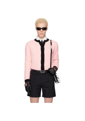 Ernest W. Baker Pink & White Check Boucle Cardigan