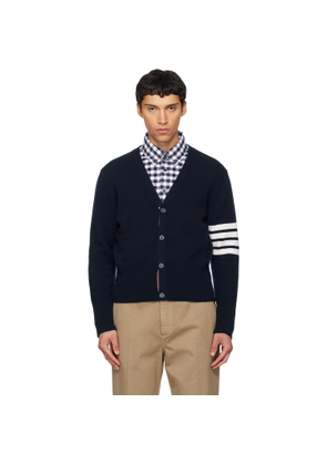 Thom Browne Navy Intarsia Horse Merino Wool 4-Bar Cardigan