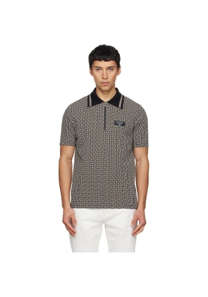 BALMAIN Black & Beige Monogram Polo