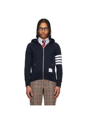Thom Browne Navy Classic Loopback 4-Bar Full Zip Hoodie