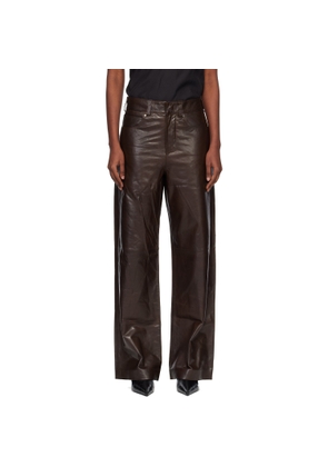 Entire Studios Brown Straight Leg Leather Pants