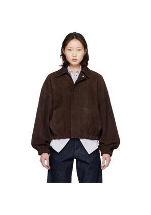 Cordera Brown Paneled Suede Bomber Jacket